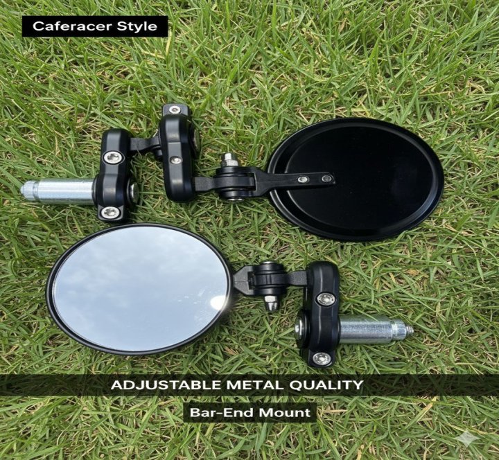 Universal Premium Matte Black Stealth Motorcycle Side Mirrors - High-Visibility Adjustable Rearview Mirrors for All Bikes (Full Set)