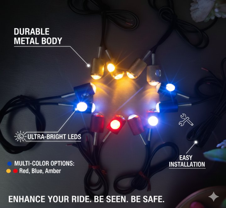 mini led indicator light and use as a number plate screw for bike (1 set only)