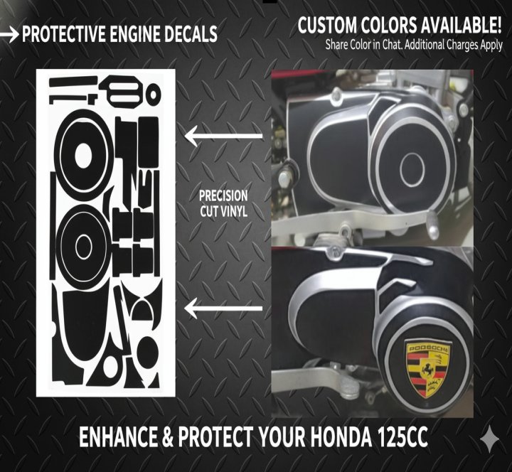 Engine Kit HONDA 125cc BLACK FUll Wrap Vinyl  Wateproof Sticker Tape