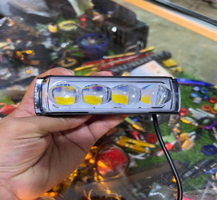 1 Pcs Bike Light four Lens Projector Driving LED Fog Work Light 4 Color Light Dolphin Projector Spotlight For Bike Car Jeeps White Yellow Mix Flash Bar Light