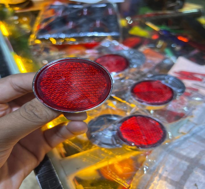 Orange Plastic Round Screw Mount Reflective Motorcycle Warning Reflector 2 Pcs