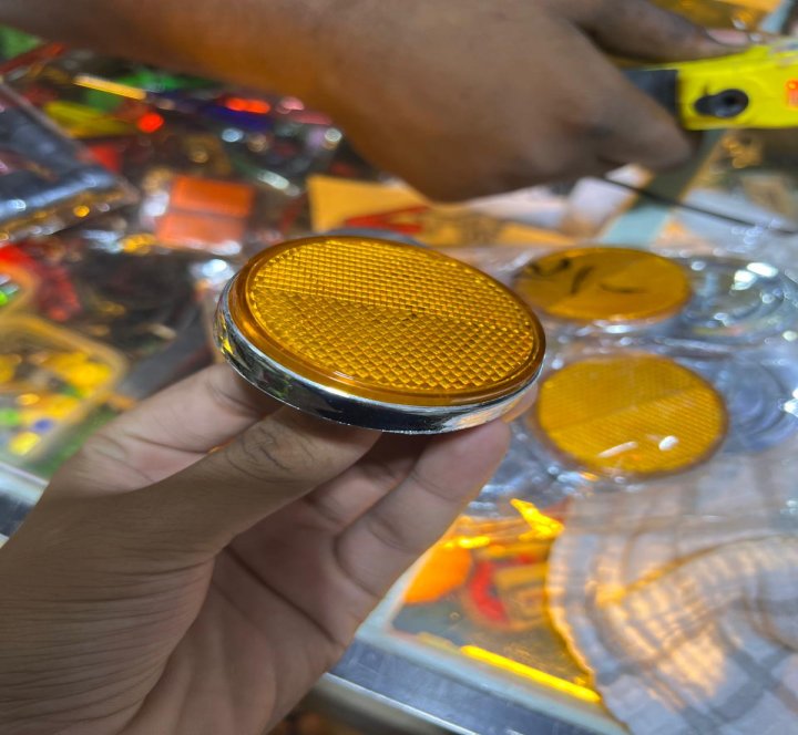 Orange Plastic Round Screw Mount Reflective Motorcycle Warning Reflector 2 Pcs