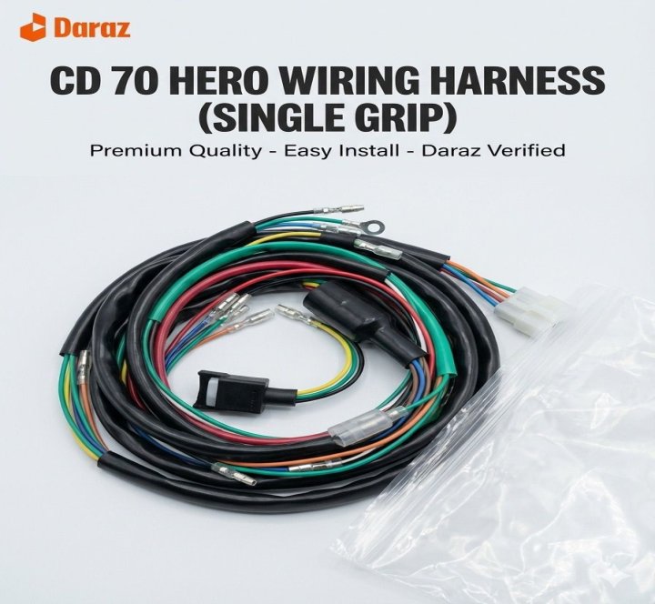 CD 70 Hero Motorcycle Wiring Harness (Single Grip) ? Premium Quality, Easy Install