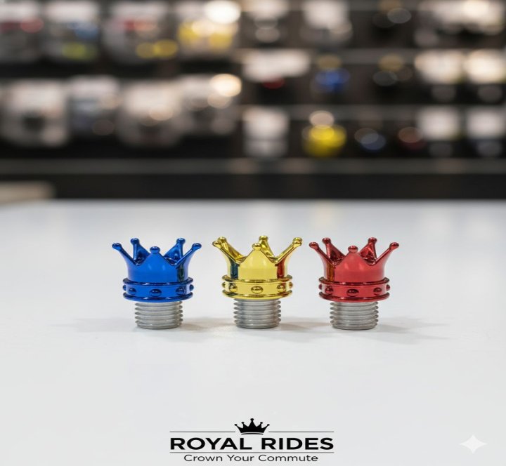 Royal Rides Crown Design Motorcycle Handle Bar Bolt Caps ? Premium Aluminum Alloy (Set of 2)