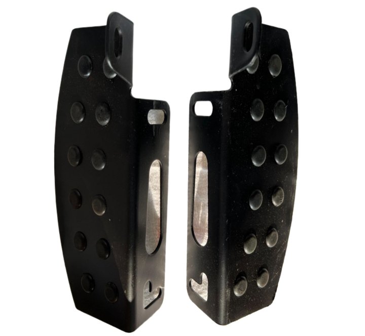 Motorcycle Rear Anti-Slip Footrest Plates Pair | Heavy-Duty Black Foot Peg Extension Pads for All 70cc Bikes & Honda CG 125