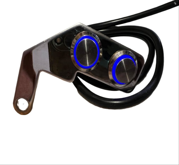 Motorcycle LED Handlebar Switch Double Button | Universal Stainless Steel On Off Control Switch with Glow Light for All Bikes