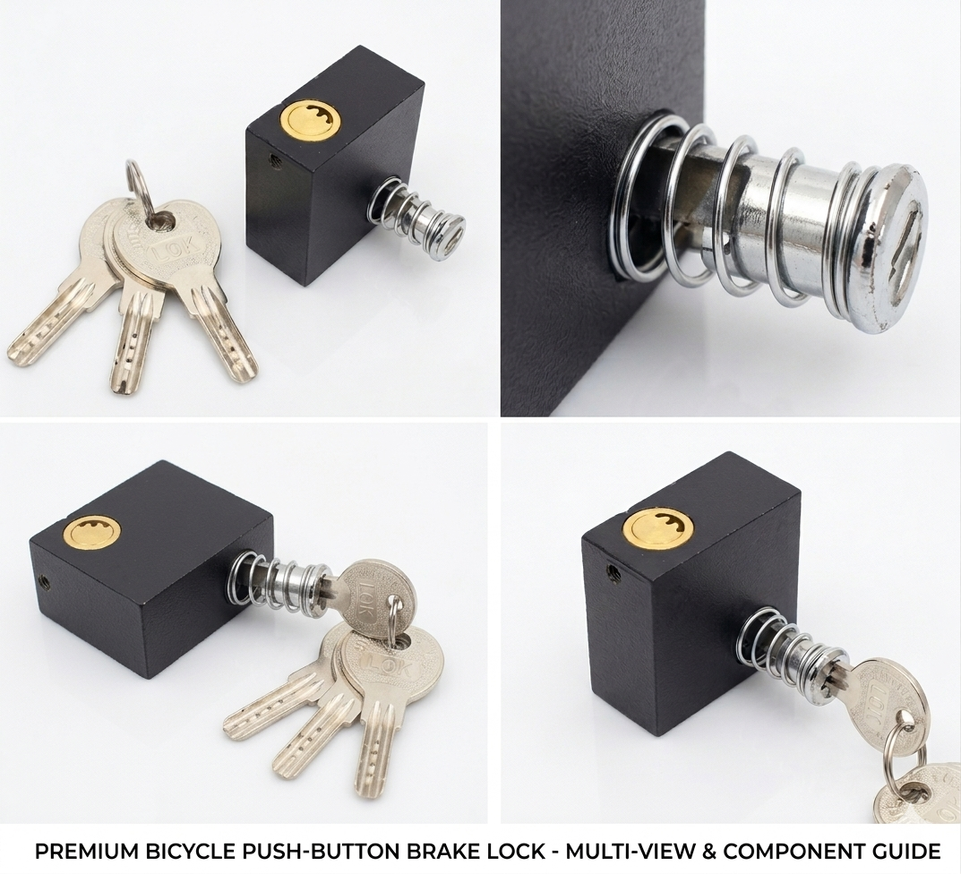 push Black color L key Lock, Bike Push lock, Anti theft Handle Lock