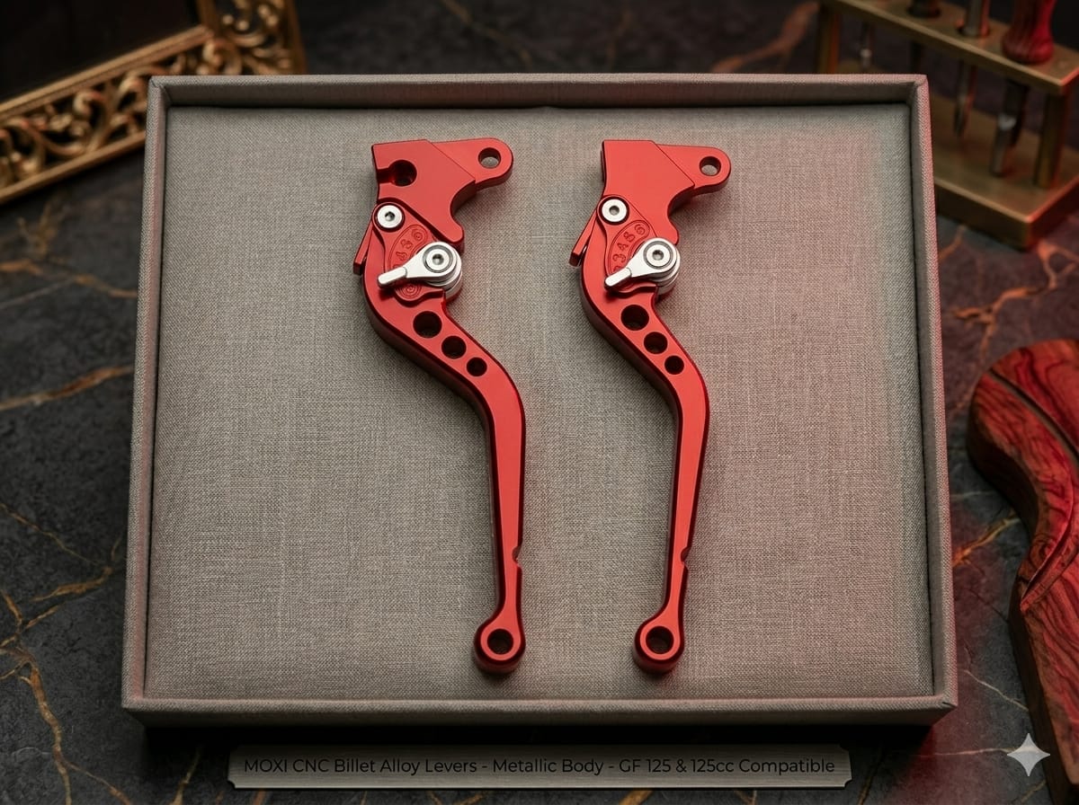 Premium MOXI CNC Aluminum Adjustable Brake & Clutch Levers for Honda CG 125cc - Red Metallic Finish