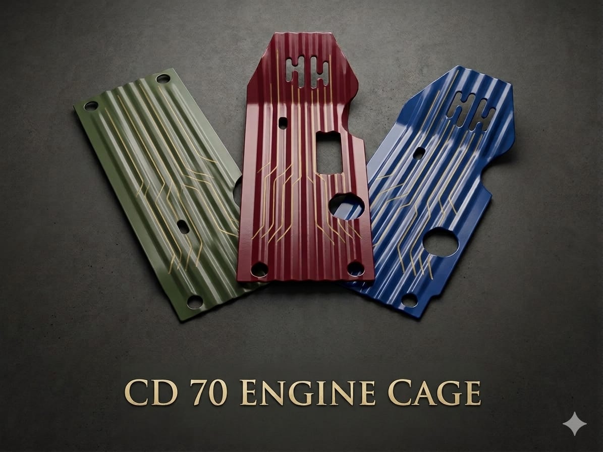 Elite Series Honda CD 70 Engine Armor Cage - Heavy Duty Alloy Bash Plate & Premium Engine Protector (Circuit Design Edition) - Universal 70cc Fit