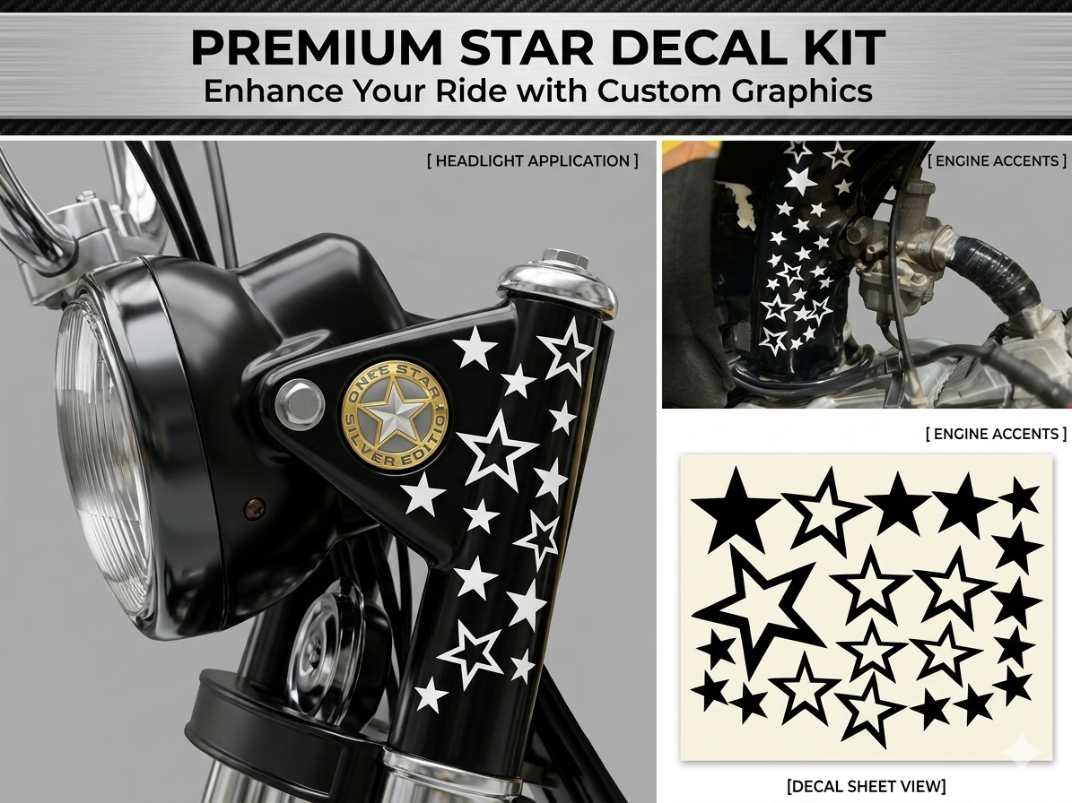 Custom Star Graphic Kit – Easy-Apply Decals for Motorcycle & Vehicle Customization