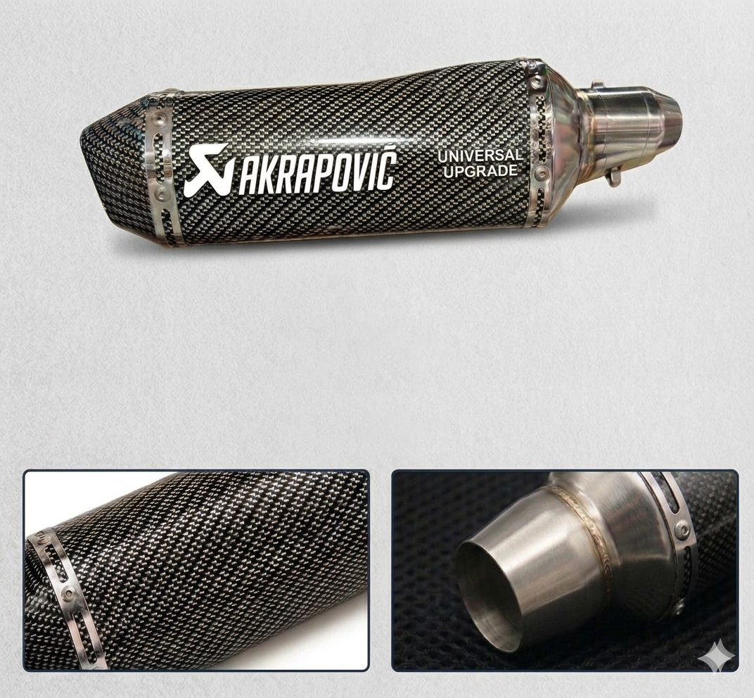 UNIVERSAL AKRAPOVIC STYLE CARBON FIBER EXHAUST SYSTEM HIGH-PERFORMANCE DEEP SOUND SILENCER FOR ALL MOTORCYCLES