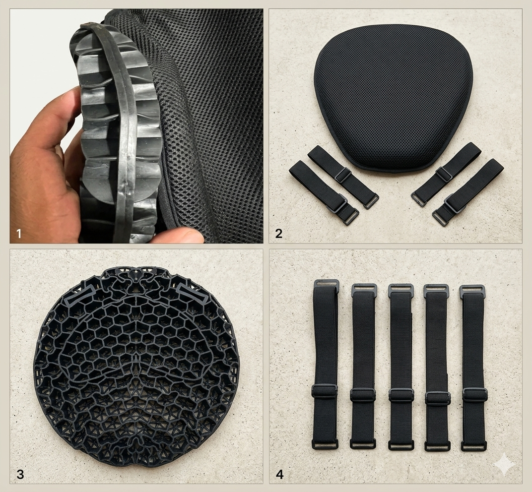 PREMIUM UNIVERSAL MOTORCYCLE 3D GEL SEAT CUSHION - ULTRA COMFORT HONEYCOMB DESIGN FOR LONG DISTANCE RIDING