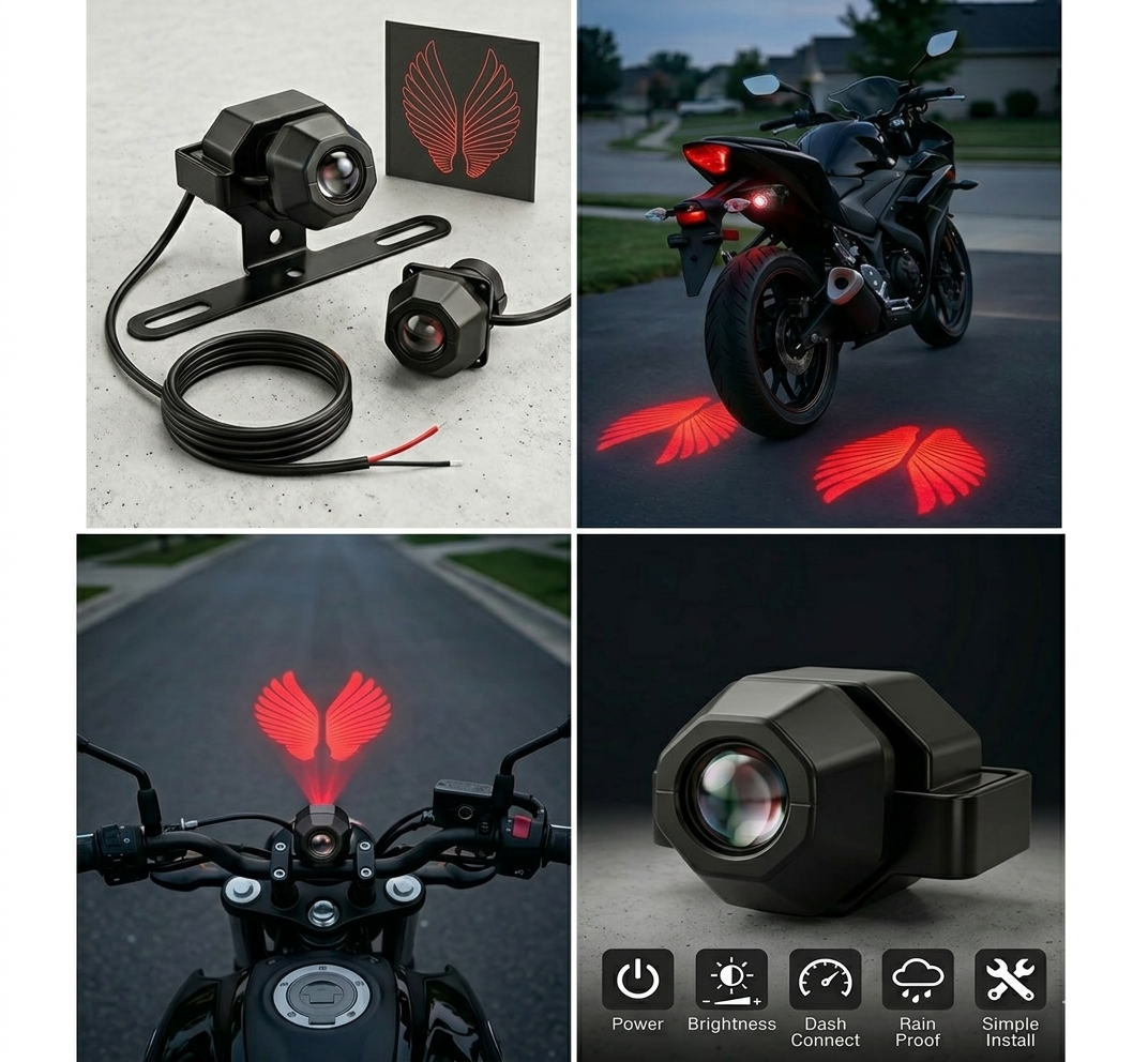 Universal Angel Wings Projector Light for All Bikes  #BikeModification #AngelWings #BikeAccessories #LEDProjector