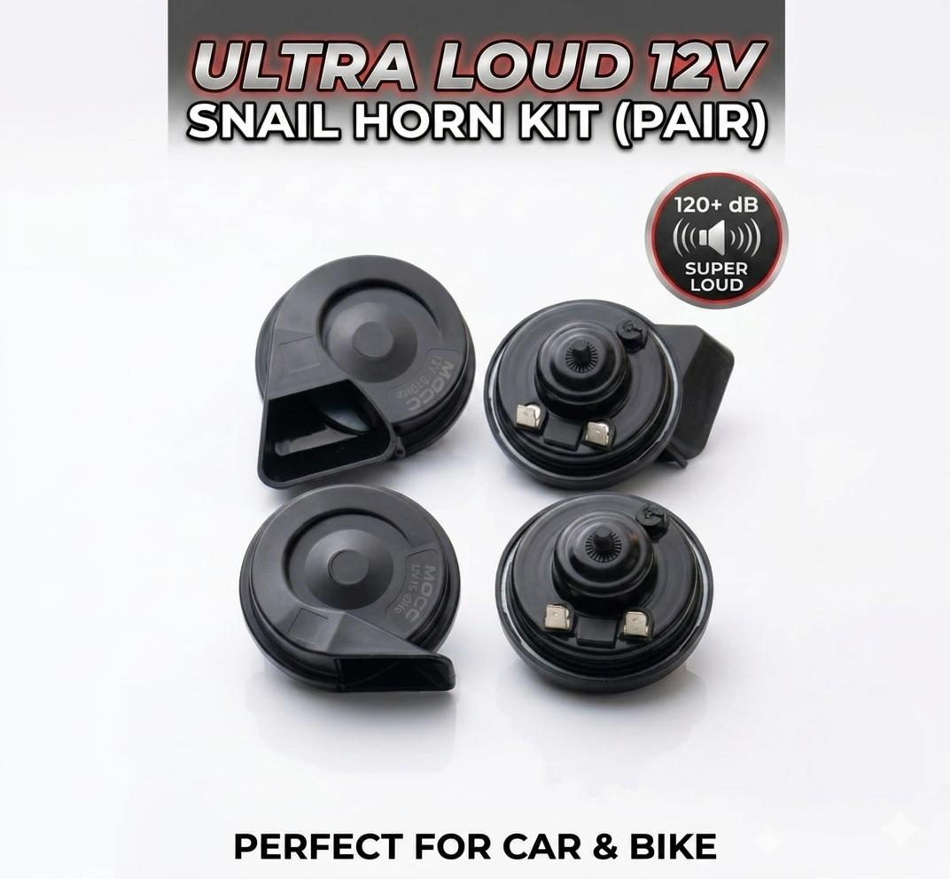 Universal Super Loud 12V Snail Horn Pair - Perfect VIP Sound for Bike & Car